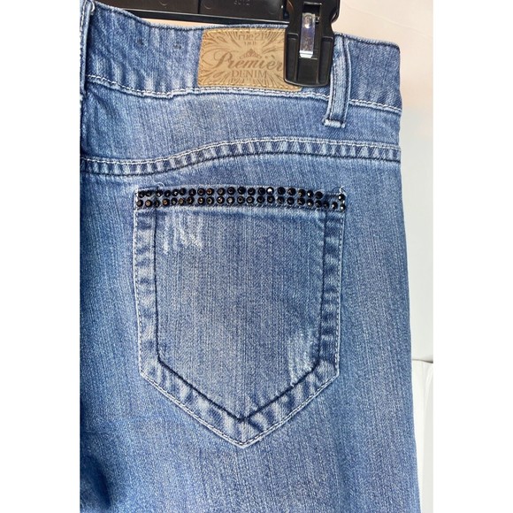 Size 5/6 Premiere Rue 21 Denim Jeans Women's Distressed Rips Studded Rhinestones - Picture 7 of 16